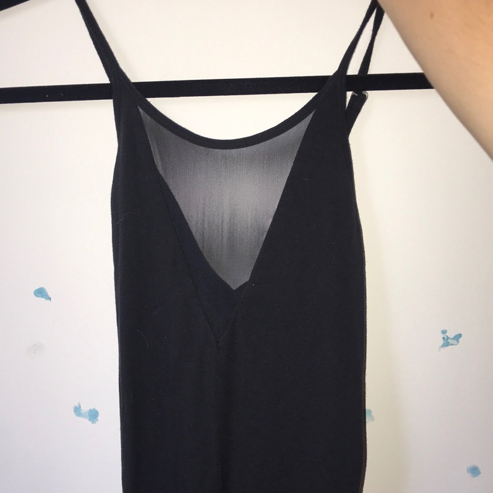 Black one piece with mesh cut outs